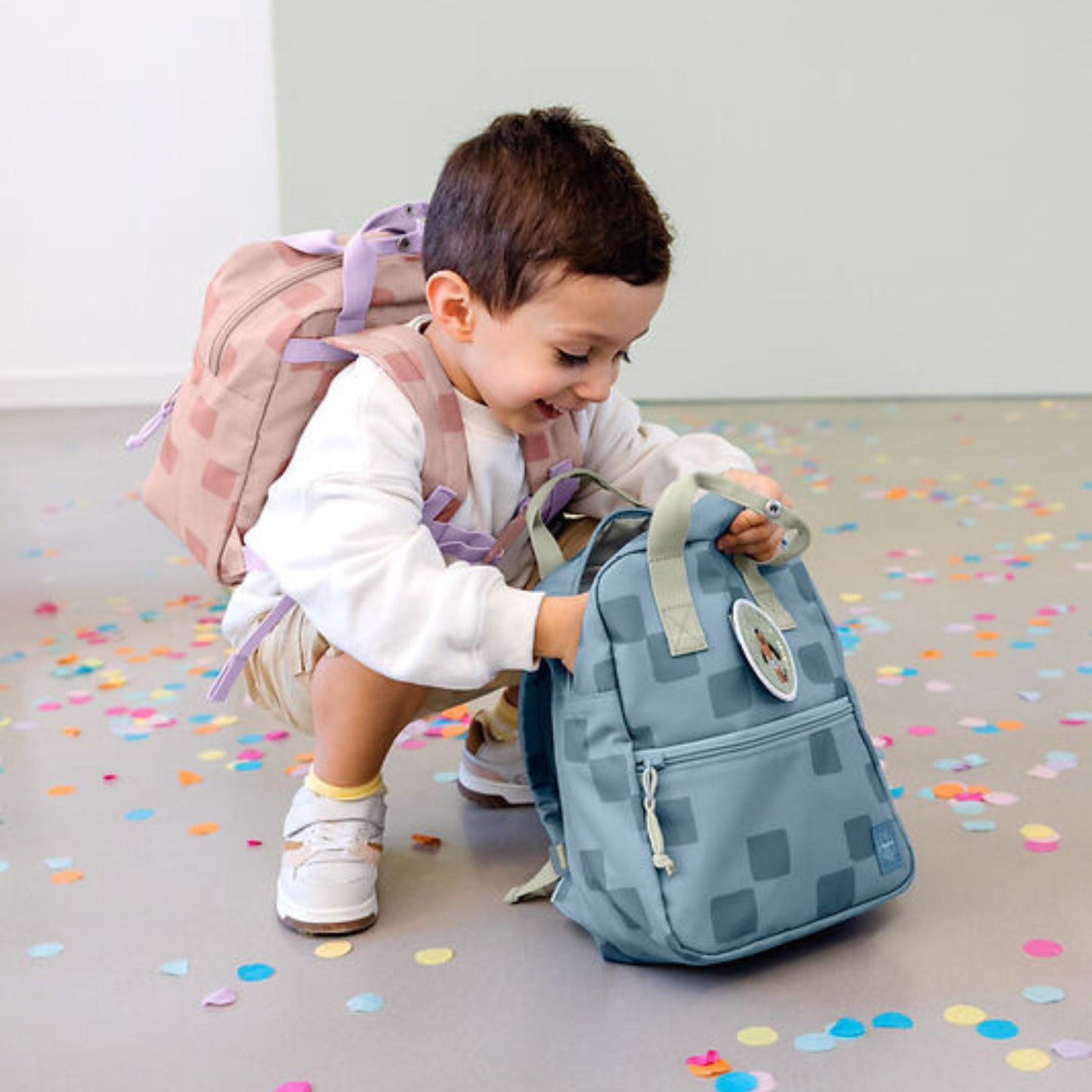 Rugzak Mini Square Pattern Party - Blue | Lässig