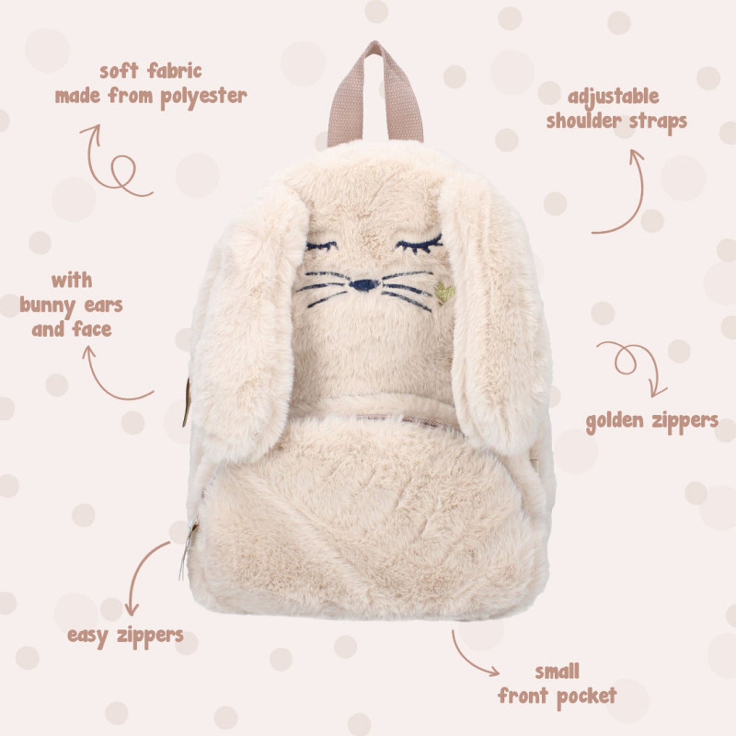 Rugzak Peuter The Adorables - Beige Bunny | Prêt