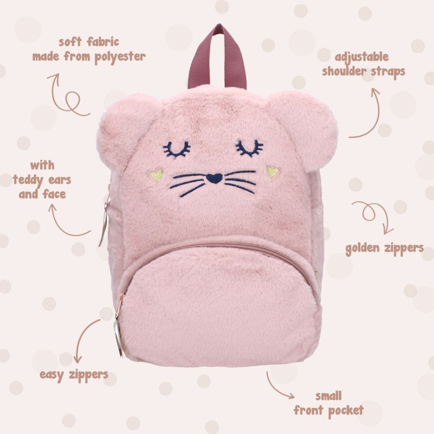 Rugzak Peuter The Adorables - Pink Cat | Prêt