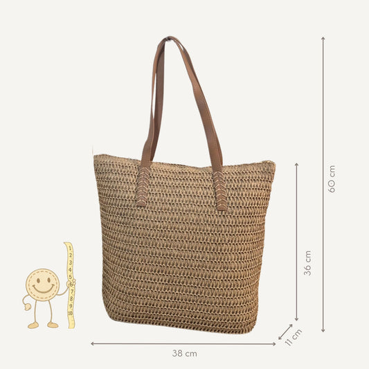 Schoudertas Raffia - Kaki | Maria Larouge