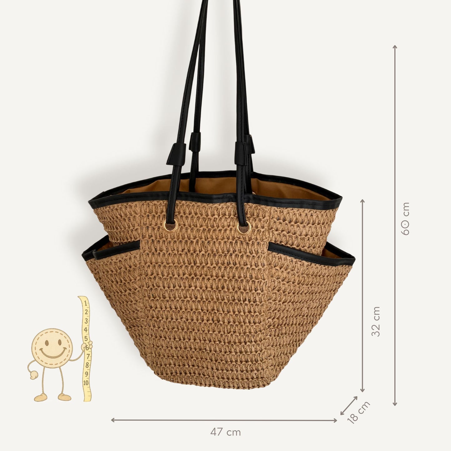 Strandtas Raffia - Kaki | Maria Larouge